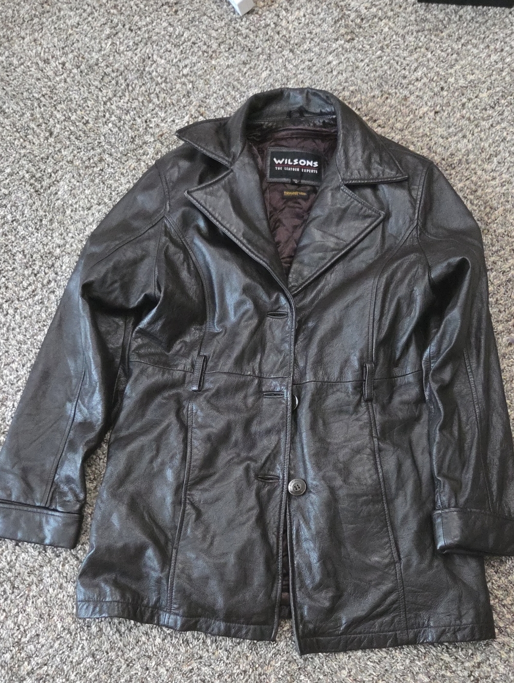 Wilson Black Leather Women's Button-Front Coat